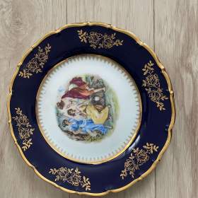 Foto inzerátu Český porcelán - talíř Tři Grácie, modrý kobalt