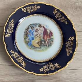 Foto inzerátu Český porcelán - talíř Tři Grácie, modrý kobalt