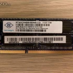 4 GB RAM DDR3 Nanya SO- DIMM 204- Pin NT4GC64B8HB0NS- CG / 19373838