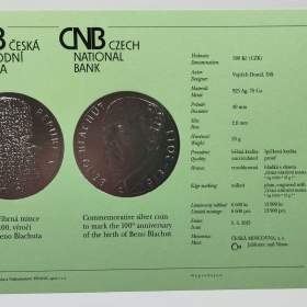 Foto inzerátu Stříbrná pamětní mince 500Kč 2013 Beno Blachut PROOF