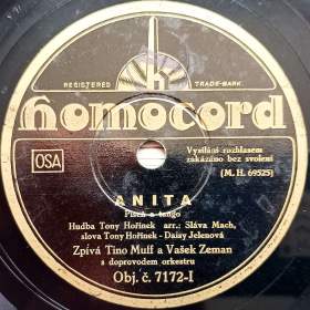 Foto inzerátu 5 šelakových gramodesek z let 1930 – 1932, populární hudba 20-30. let - 1. část