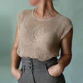 Ručně háčkované síťové tričko / 19409325