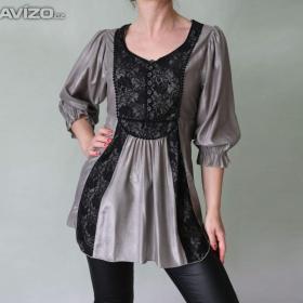 Foto inzerátu Stříbrošedá tunika s černou krajkou vel.38-40