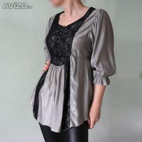 Foto inzerátu Stříbrošedá tunika s černou krajkou vel.38-40