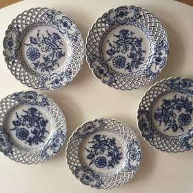 5x -  Meissen prolamovaný porcelánový talíř Cibulák / 19434477