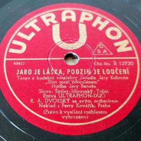 Foto inzerátu R. A. Dvorský a jeho orchestr, 4 šelakové gramodesky, 30. léta, originální obaly