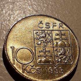 Sleva mince, 10Kčs ČSFR T. G. Masaryk, značená. / 19457995