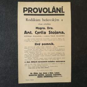  Provolání rodákům beňovským a ctitelům A. C. Stojana 1931 / 19467234