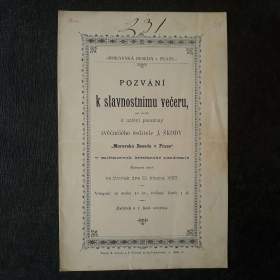 Fotka k inzerátu Pozvání k slavnostnímu večeru -  Moravská beseda Praha 1887 / 18758046
