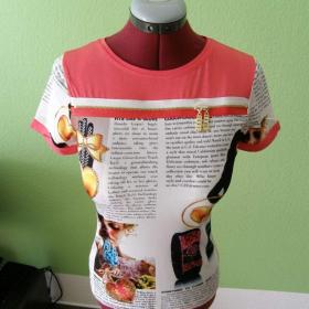 Nové viskózové tričko s potiskem s štrasem vel. S- M / 19479051