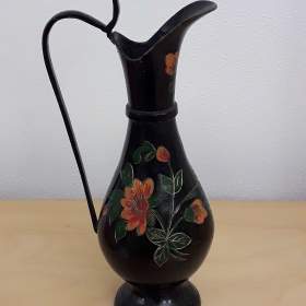 Váza -  karafa -  kovová, ručně malovaná. / 19484571