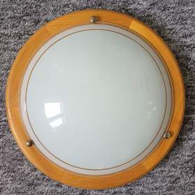 Foto inzerátu Komplet dvou svítidel na strop a zeď ze skla a dřevěného masívu.