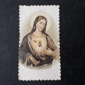 Ježíšovo srdce hořící probodené -  svatý obrázek  / 19508245
