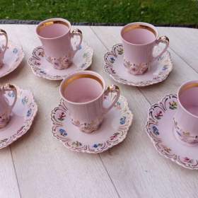 Foto inzerátu Krásná kávová sada růžový porcelán H&amp;amp;C Czechoslovakia
