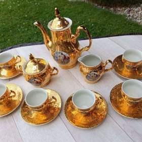 Foto inzerátu Starožitná pozlacená porcelánová sada Tři grácie