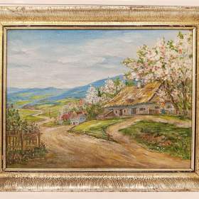 Obraz DUDA 1958, Valašské chalupy, olej na plátně 38x48 / 19513738