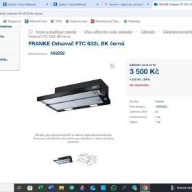 Prodám FRANKE Odsavač FTC 632L BK černá_DEMOS kód 463202 / 19517094