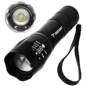 Taktická ruční hliníková svítilna Trizand T6 USB Zoom -  černá / 19536783