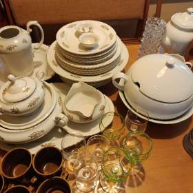 Starožitná jídelní sestava - talíře polévkové mísy, porcelán!   / 19541610