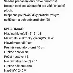 Foto inzerátu Zcela NOVÝ !! STOLNÍ VENTILÁTOR -Tristar. Silný výkon. 50 W, 40 cm