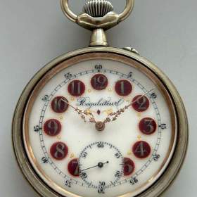 Fotka k inzerátu Monstrózní staré kapesní hodinky s lokomotivou, 66mm, 202g / 17619923