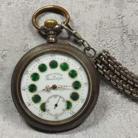 Fotka k inzerátu Velké dvouplášťové kapesní hodinky Régulatéur s masivním řetezem / 19641276