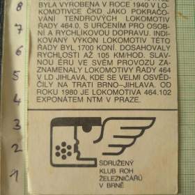 Foto inzerátu Parní lokomotiva 464.102 - obrázek ROH železničářů Brno