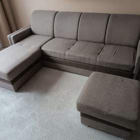 Sedací souprava ve tvaru L + taburet / 19586023