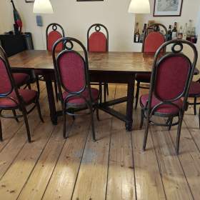 Fotka k inzerátu Set jídelního stolu (220x90x80 cm) včetně 8 židlí Thonet / 17945497