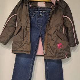 Fotka k inzerátu Dětský set -  zimní bunda s kapucí a rifle vel. 104 / 19432096