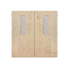 Dveře dvoukřídlé 160cm se sklem na obou křídlech / 19619530
