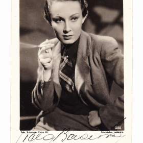 Lída Baarová autogram atelier Ströminger 1938, krásný stav / 19622829