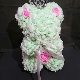 Fotka k inzerátu Dekorace -  Medvídek z pěnových růží / 18612667