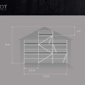 Fotka k inzerátu Fasádní lešení na štítovou fasádu 8,3x7,5 podlahy 2,5 m, kompletní set  / 18827306