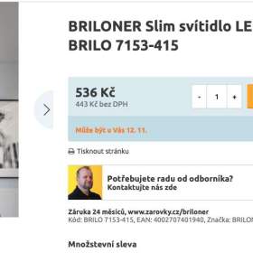 Foto inzerátu LED panel BRILONER Slim svítidlo LED panel, 19 cm, 12 W, černá. Zboží je nový nerozbalené .