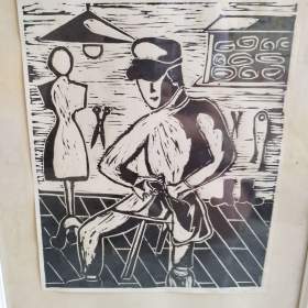 Foto inzerátu 2x linoryt - povolaní krejčí/keramika signováno