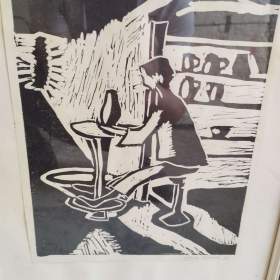 Foto inzerátu 2x linoryt - povolaní krejčí/keramika signováno