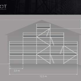 Fotka k inzerátu Plettac štítové lešení – nové zboží, pevná ocel 10,30 X 12,50 / 19357416