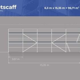Ocelové fasádní lešení BAUMANN – kompletní sada + doprava 6,3X15,35=96 M2 / 19634606