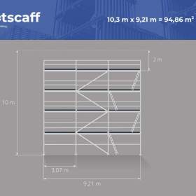 scaff 73 Ocelové fasádní lešení BAUMANN – ihned k dodání, nové 10,30x9,21=94,86 / 19644244
