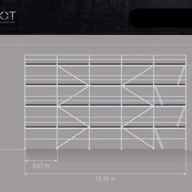 Fotka k inzerátu Nové lešení fasádní – BAUMANN/LAYHER, ocelové konstrukce 10,30X 15,35 / 19431139