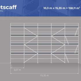 Fotka k inzerátu Nové lešení fasádní – BAUMANN/SCAFF 73, ocelové konstrukce 10,30X 15,35 / 18053501