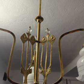Fotka k inzerátu Mosazný tříramenný lustr secese / 18246847