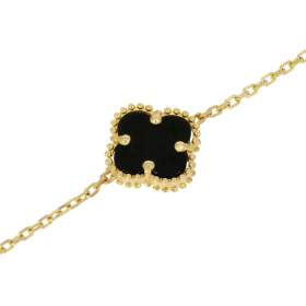 Foto inzerátu NOVÝ Krásny zlatý náramok s obľúbeným čiernym štvorlístkom