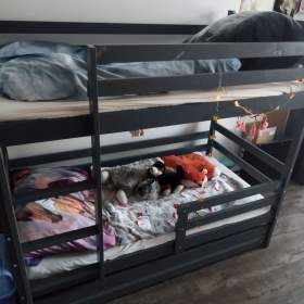 Foto inzerátu Darují starší sedačku rozkládací s úložným prostorem a poschoďovou postel 