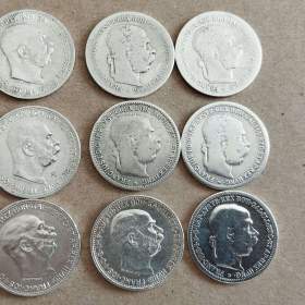 Fotka k inzerátu 9ks starých korun -  Stříbrné korony konvolut č.1 / 19661584