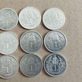 Foto inzerátu 9ks starých korun - Stříbrné korony - konvolut č.2