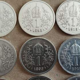 Foto inzerátu 9ks starých korun - Stříbrné korony - konvolut č.2