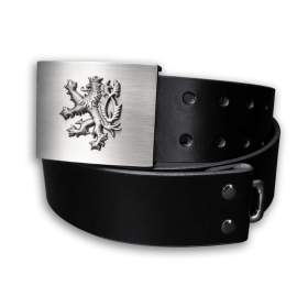 Fotka k inzerátu Opasek kožený Český lev 4,5 cm -  černý / 19288585