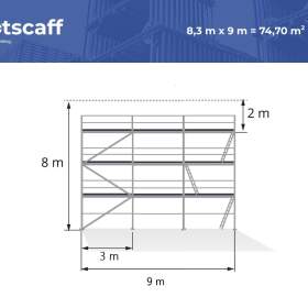 Fotka k inzerátu Kompletní lehké nové hliníkové lešení scaff 74 8,30X9=75M2 / 19676754
